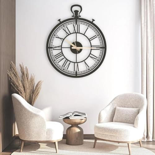 AVVIC MART Stylish Metal Analog Wall Clock for Living Room, Bedroom, Office, Kitchen, Home and Hall | Antique Fancy Big Size Modern Wall Watch for Home Decor (DA-230, 50 CM)