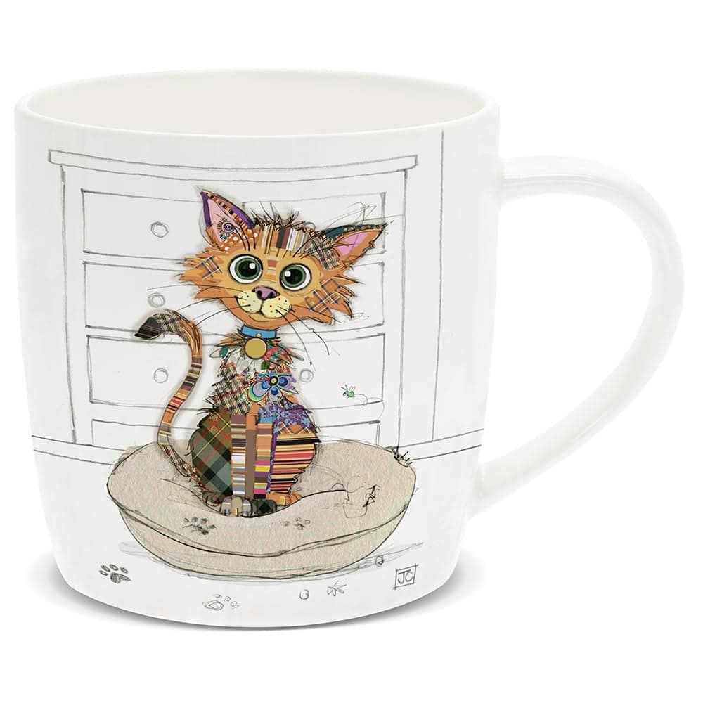 Lesser Pavey British Designed Barrel Coffee Mug Ceramic Mugs for Home or Work Large Mugs for Hot Drinks Kimba Kitten Tea and Coffee Cups Bug Art
