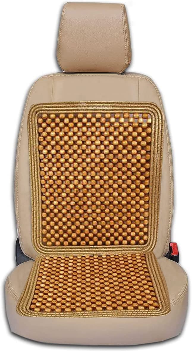 ZONETECH Wooden Beaded Car Driver Seat Cushion Natural Double Strung Massaging Universal Comfortable Car Seat Cover Cushion with High Ventilation