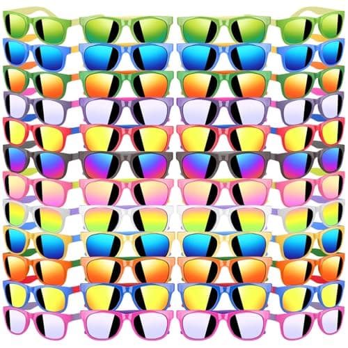 48 Pack Kid Sunglasses Bulk for Luau Party Favors 16 Colors Neon Sunglasses with UV400 Protection Gift for Classroom School Prizes Goody Bag Stuffer Kid Birthday Beach Summer Pool Party Supplies