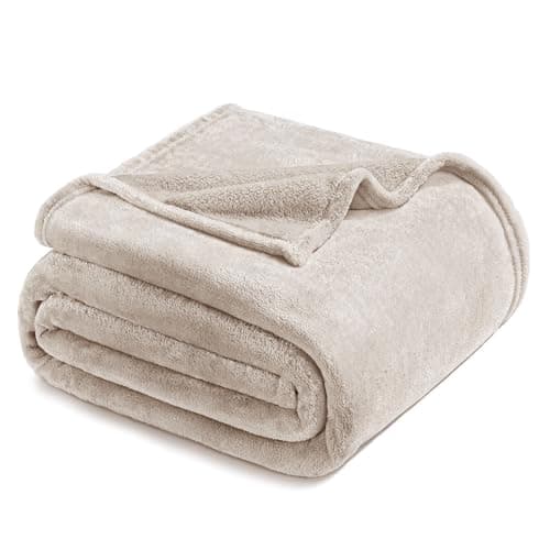 Exclusivo Mezcla Fleece Blanket King Size for Bed Super Soft and Warm All Season Cozy Plush Lightweight 90x104 Inches Camel