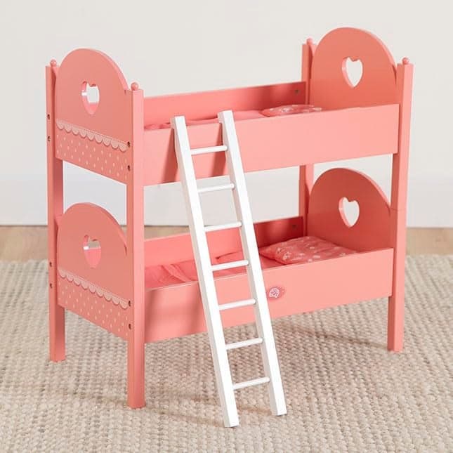 Fat Brain Toys Emerys World Pretend Play Double Doll Bed for 12to16inch Dolls Ages 3