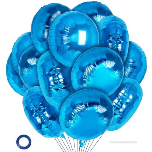 20 Pcs Blue Round Shaped Balloons18 Inch Round Foil BalloonGiant Round Mylar Balloon Helium Balloons for Birthday Party Baby Shower Wedding Decorations Blue
