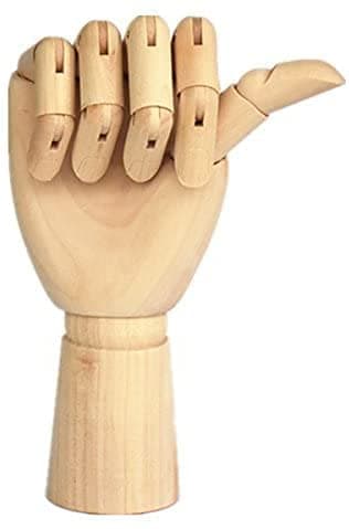 Wood Artist Drawing Manikin Articulated Mannequin with Wooden Flexible Fingers 10 Left Hand 10 inchesThe Right Hand