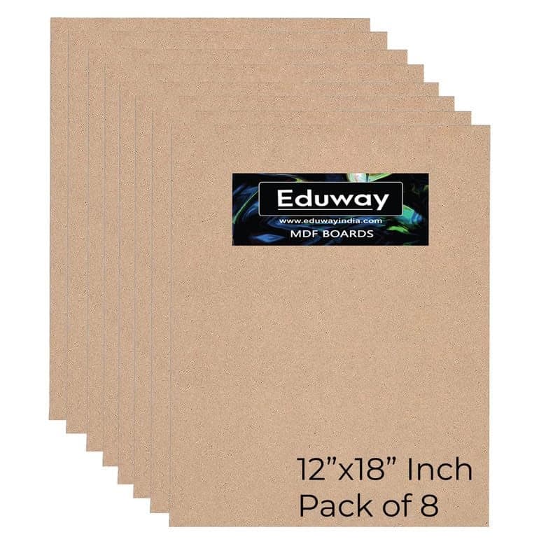 Eduway® 12x18 Inch MDF Board Wood Sheet for Mandala , Lippan, Resin Art & Craft, 4mm Thick, Pack of –8 - Premium Cardboard Material for Artists, Art and Craft Students - Hard Cutout in Small and Large Sizes (30x45 cms)