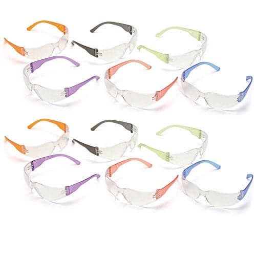 12pak Safety Glasses for Nerf Gun Kids Party Clear Lens wMultiColored Frames