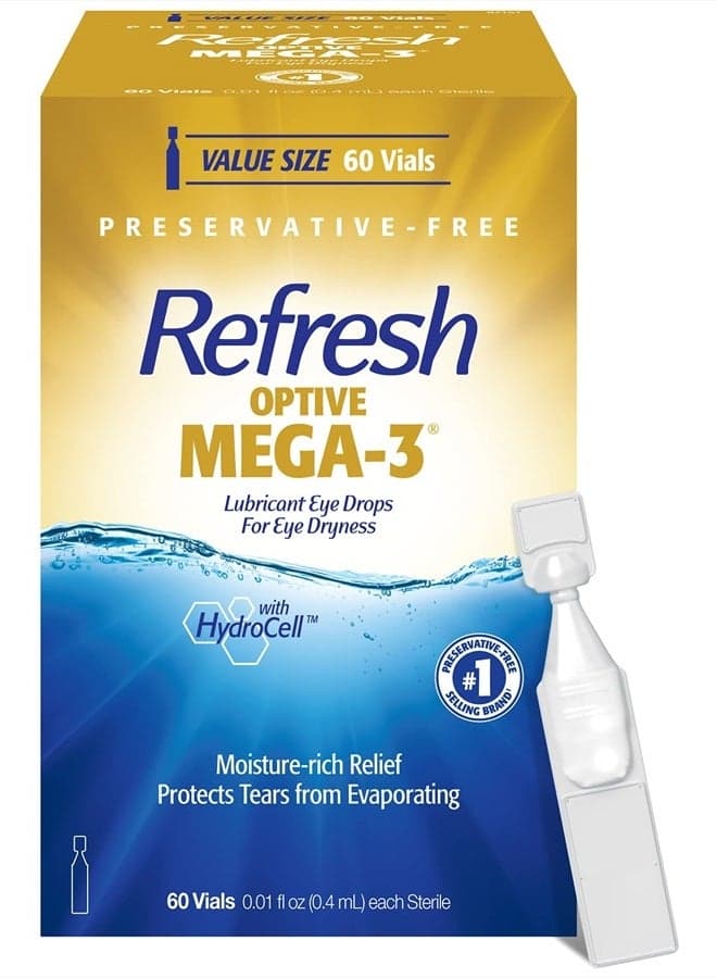 MEGA-3 Eye Drops Preservative-Free Tears, 0.4 mL, 60 Single-Use Containers