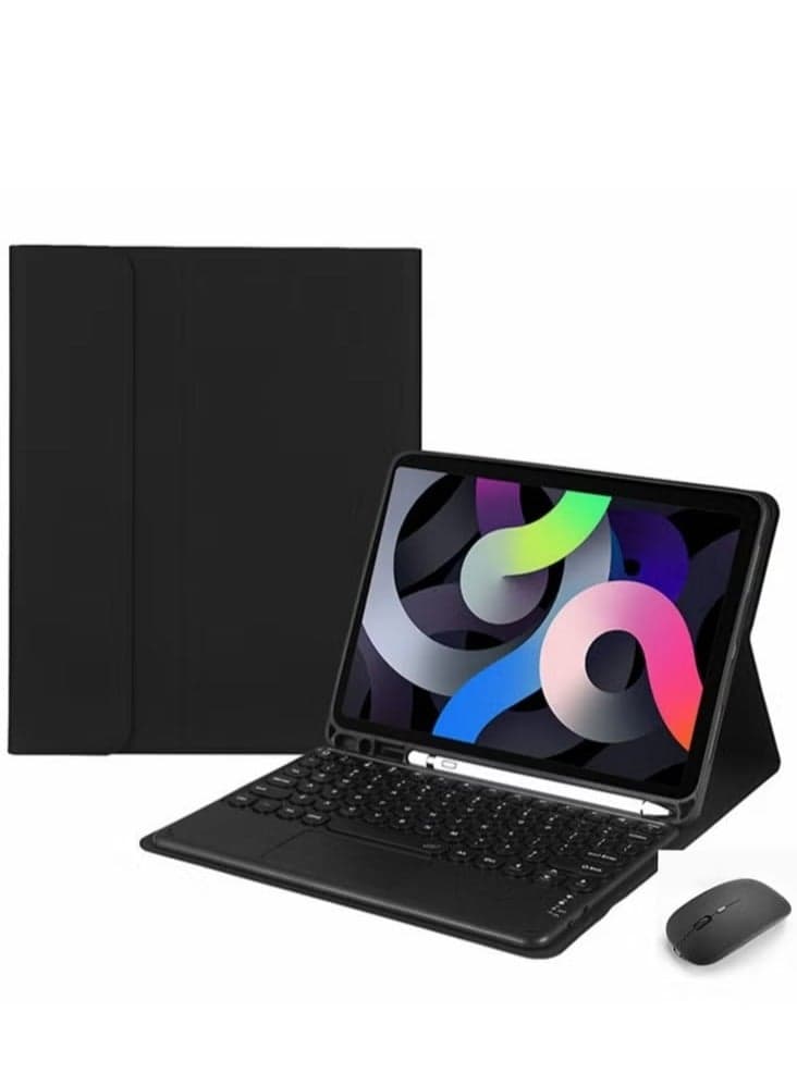 Bilingual Touchpad Keyboard for iPad 10th Generation 10.9 2022/ iPad 11th Generation 11 inch 2025 , Touchpad Keyboard Case Retro Round Keys with Mouse Cute Colorful Keyboard Built-in Trackpad