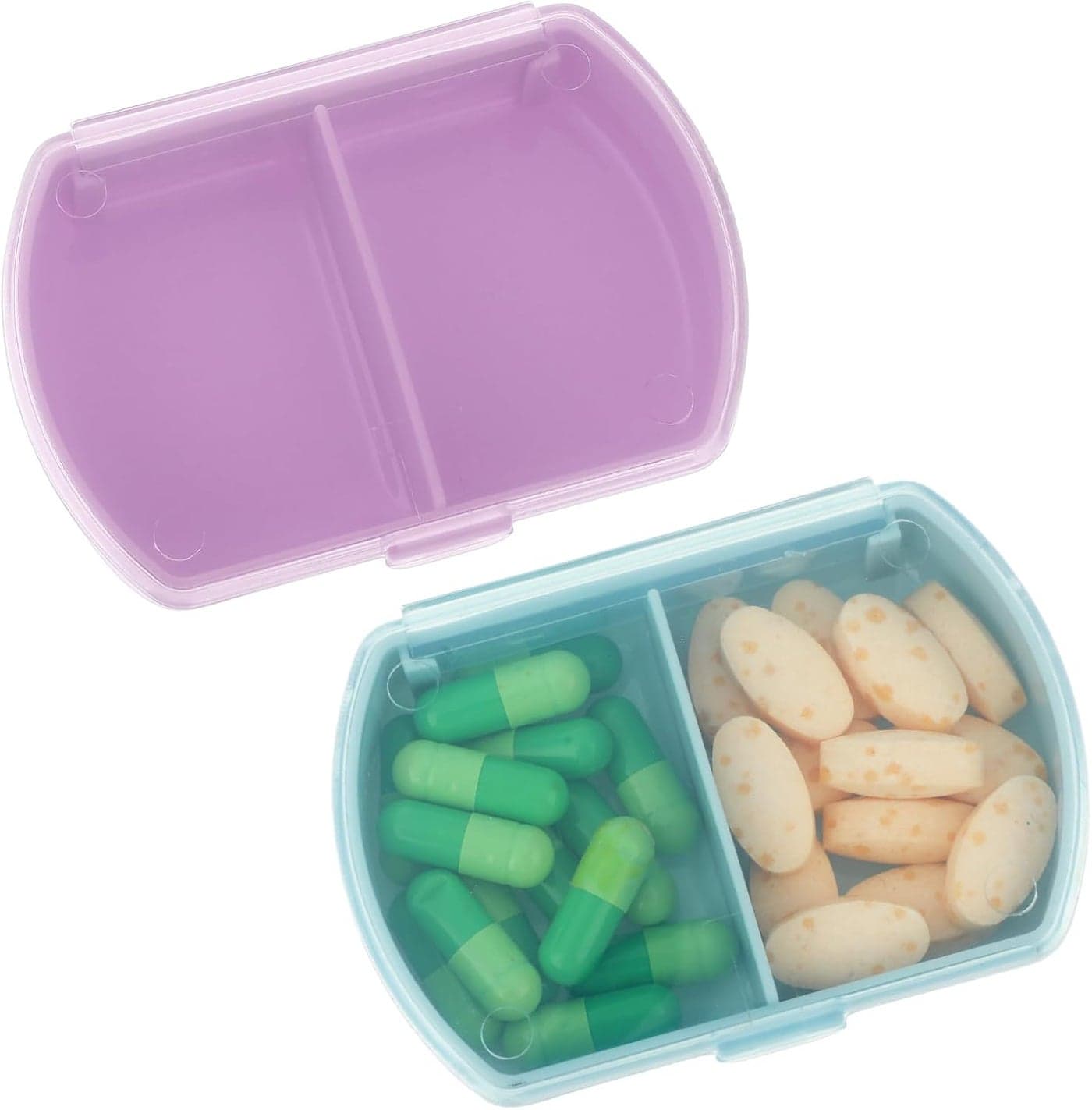 Sibba Pill Organizer Medicine Box Case Container Medication Supplement Kit Pocket Holder Bottle Dispenser 2 Times A Day Pillbox Daily Week Compartments Organization Travel Vacation Essentials