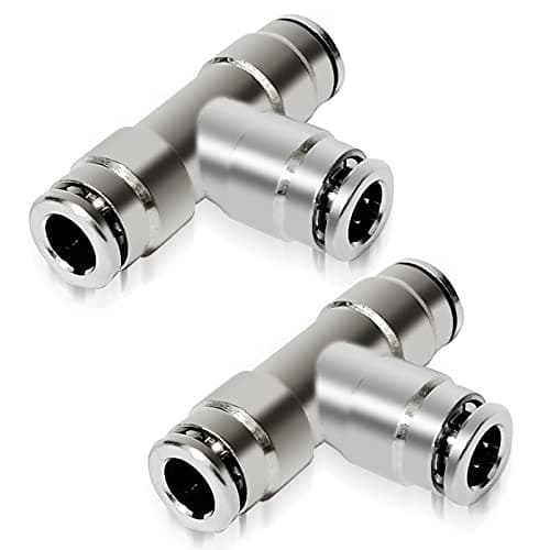 KEIYSHOLCK Brass 1/4" Tube OD 3 Way Union Tee Air Fittings Push to Connect Tube Fitting Quick Pneumatic Connector Push Lock Fittings - 2 Pack