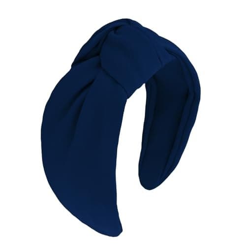 Ondder Navy Blue Headband Top Knot Headbands for Women Non Slip Fashion Wide Knotted Headbands Hair Accessories for Women Girls