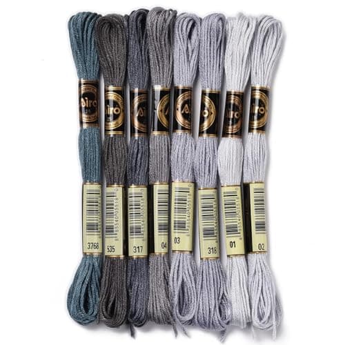 CABODYALS 8 Skeins Grey Friendship Bracelets String Embroidery Thread Floss 6 Strands Gradient Cross Stitch Yarn Threads Bulk for Sewing Bracelet Making Cross Stitch Crafts