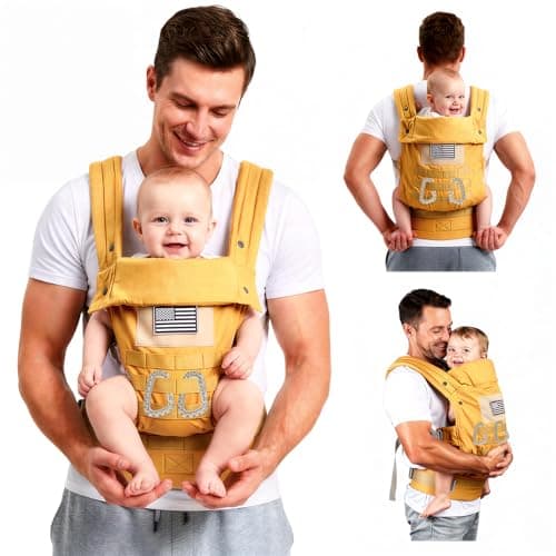 YESYBC Baby Carrier Lumbar Support Infant Carrier 036M 833 lbs with Foldable Headrest Carabiners for Big and Tall Parents Men Women Yellow