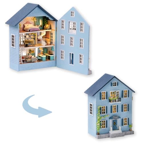 TuKIIE DIY Miniature Dollhouse Kit with Furniture 132 Scale Creative Room Opened Closed Mini Wooden Doll House for Kids Teens AdultsMolan House