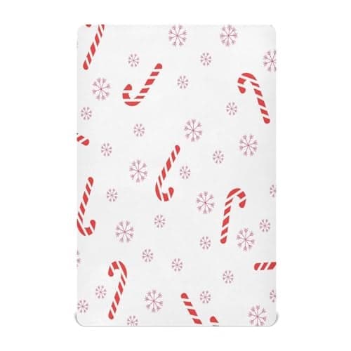 BOESI Crib Sheet Unisex Crib Sheet Soft and Comfortable for Standard Crib and Toddler Mattress Christmas Cane Candy
