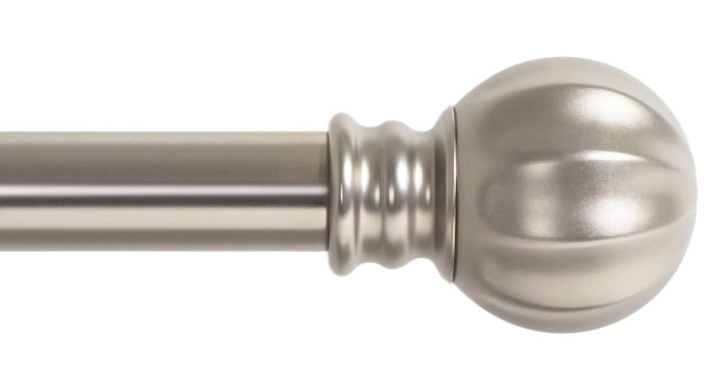 Ivilon Curtain Rod with Ball Finials 1 inch Pole 28 to 48 Inch Satin Nickel