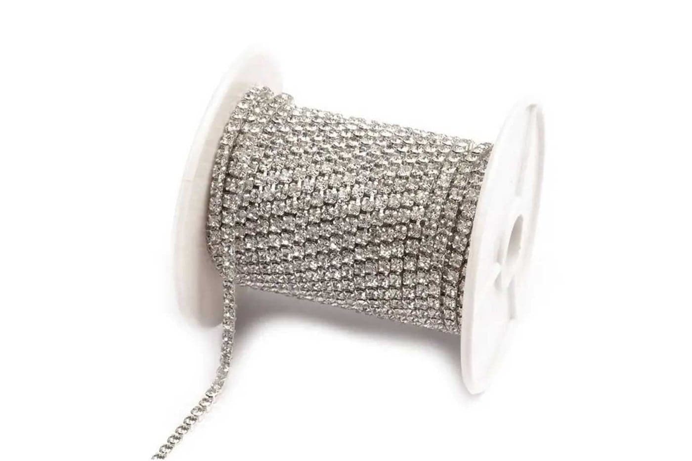 Mohan Shoppe Stone Chain Cup Chain Rhinestone Chain for jewllery Making etc. - Size- 6,12,16 no.Pack of 5 Meters (6 no.(1mm), Silver)