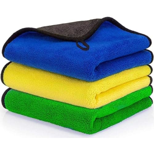Outlay Home 800 GSM Thick Lint & Streak-Free Multipurpose Cloths - Automotive Microfibre Towels for Car Bike Cleaning Polishing Washing & Detailing - 40x40-3 Pieces
