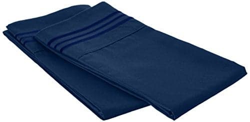 2pc Pillow Cases 90 GSM Microfiber - Available in Many Sizes and Many Colors , King/Cal King , Navy Blue