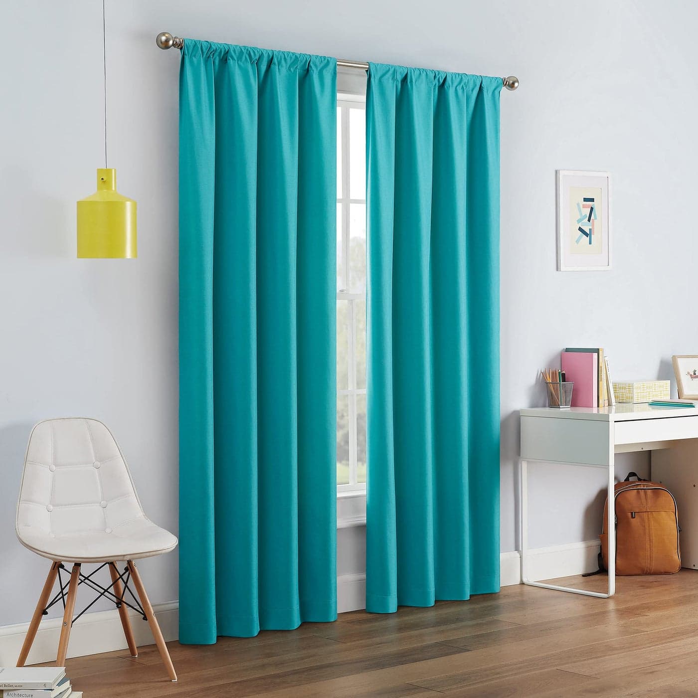 ECLIPSE Kendall Modern Blackout Thermal Rod Pocket Window Curtain for Bedroom or Living Room 1 Panel 42 X 54 Pool