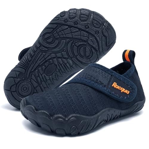 Racqua Boys Toddler Baby Water Shoes Girls Quick-Dry Lightweight Barefoot Pool Swim Shoes Breathable Outdoor Sports Aqua Non-Slip Beach Shoes Navy/Orange Toddler 8