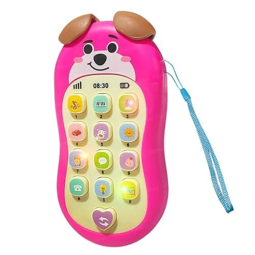FunBlast Cartoon Musical Mobile Phone for Kids, Mobile with Light & Sound Toys for Babies | Educational Toys for Kids 3+ Years/Boys/Girls-1 Unit (PuppyPink)