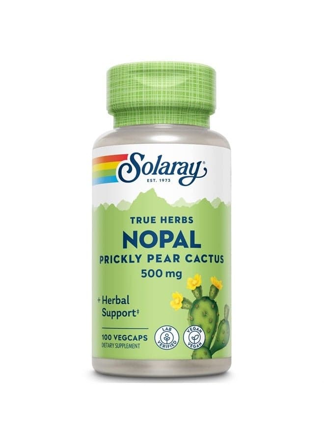 Solaray Nopal Prickly Pear Cactus 500 mg, with Naturally Occurring Dietary Fiber, Antioxidants, Carotenoids and Other Nutrients, Vegan, 60 Day Money Back Guarantee, 100 Servings, 100 VegCaps