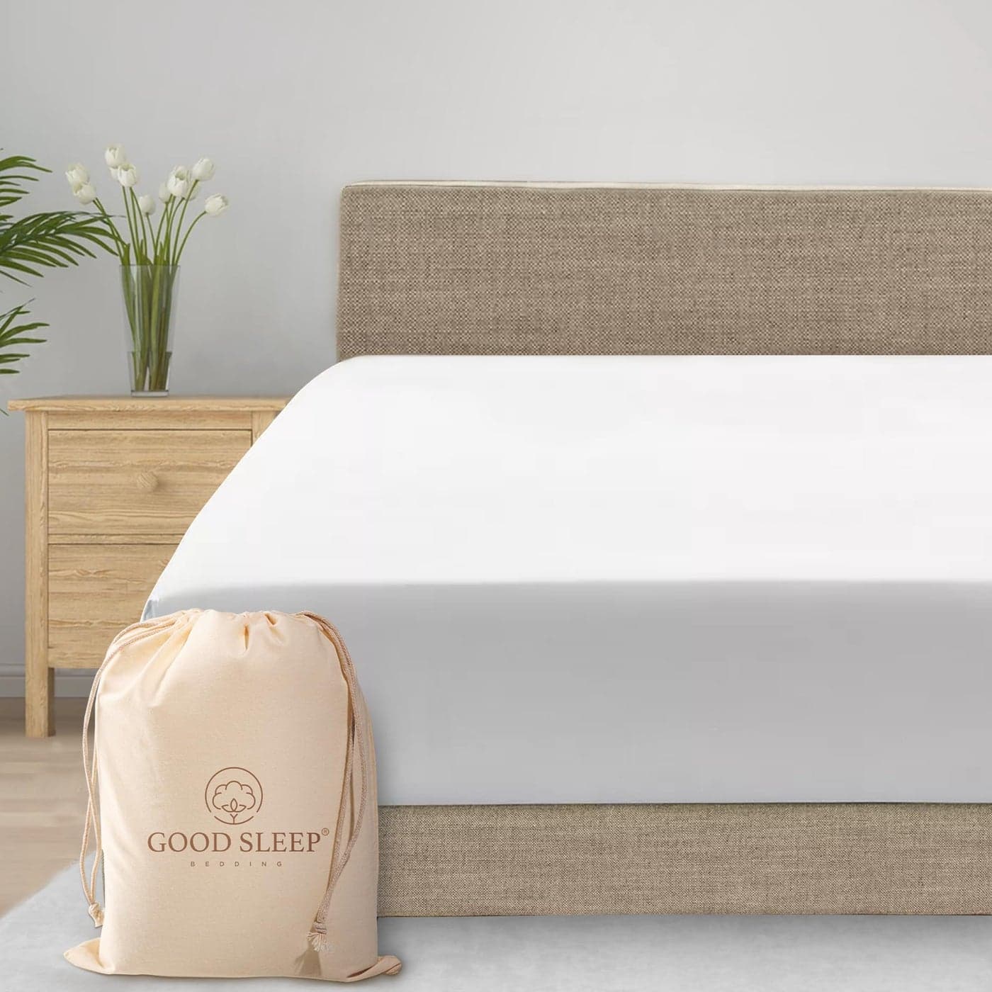 Good Sleep Bedding King Size Soft 800 TC Egyptian Cotton Fitted Sheet with 16 Inch Deep Pocket Luxury White