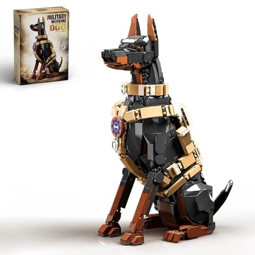 ZONECYTD Police Dog Building Set for Adults Animal Doberman with Vest Badge Collectible Model for Boys Grils 14