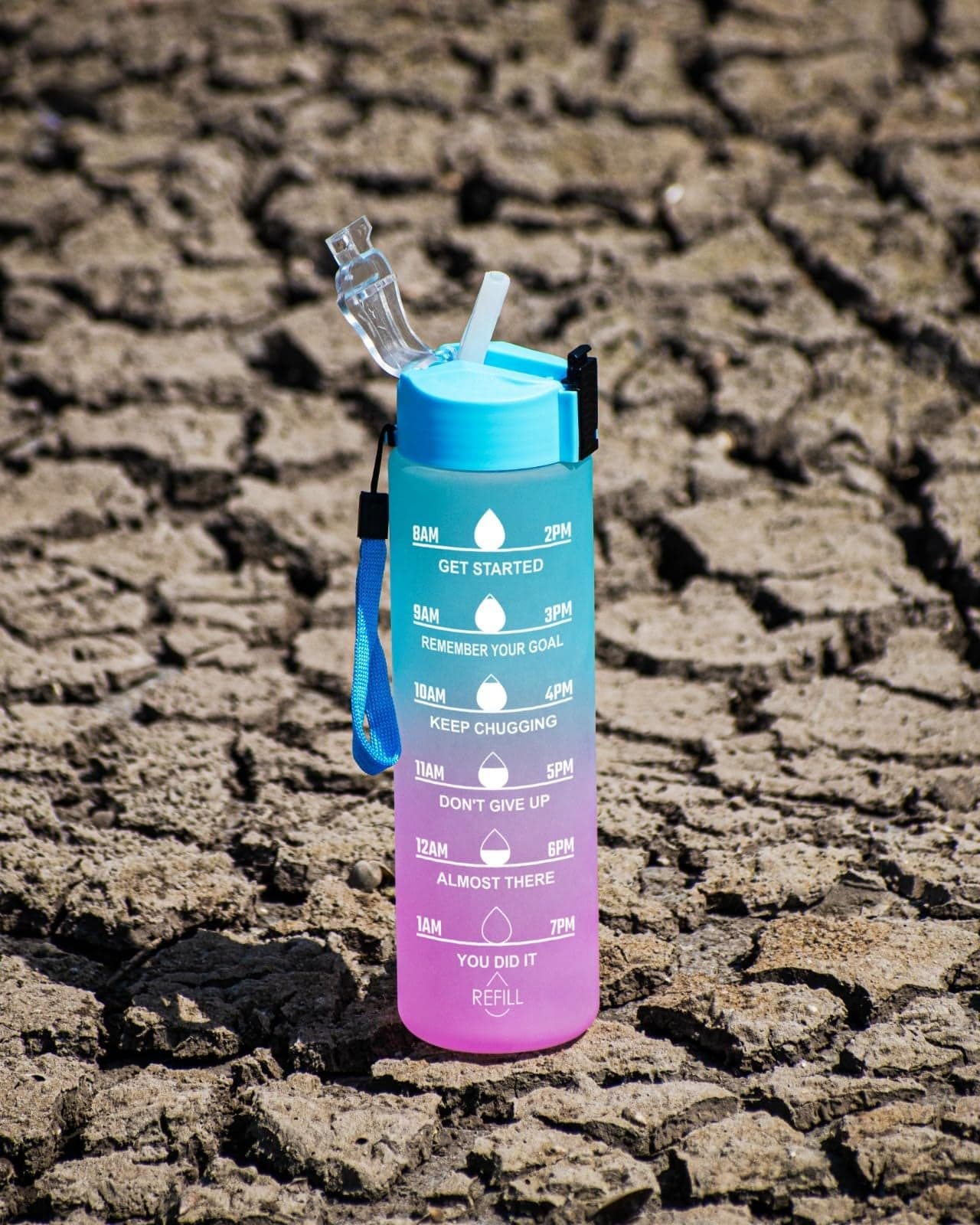 Clazkit Plastic Unbreakable Water Bottle With Motivational Time Marker, Sipper Bottle For Adults, Water Bottle For Gym Office|Water Bottle For Kids/Boys/Girls -Blue 1 Ltr 1 Pc