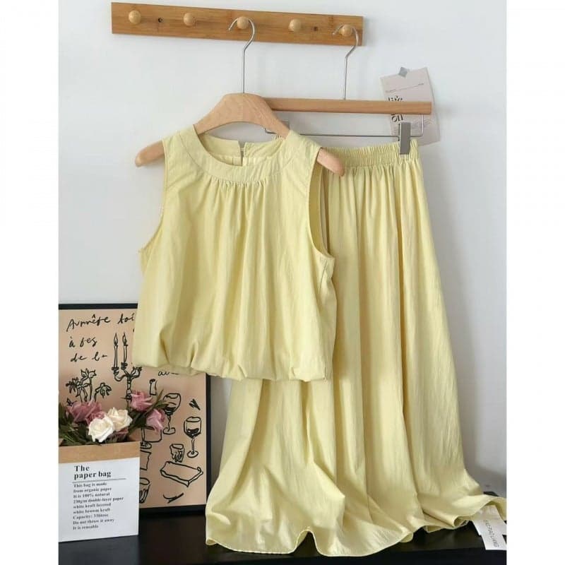 Sleeveless Summer Suit Vest Slimming Top Fashionable French Style Skirt Two-Piece Set