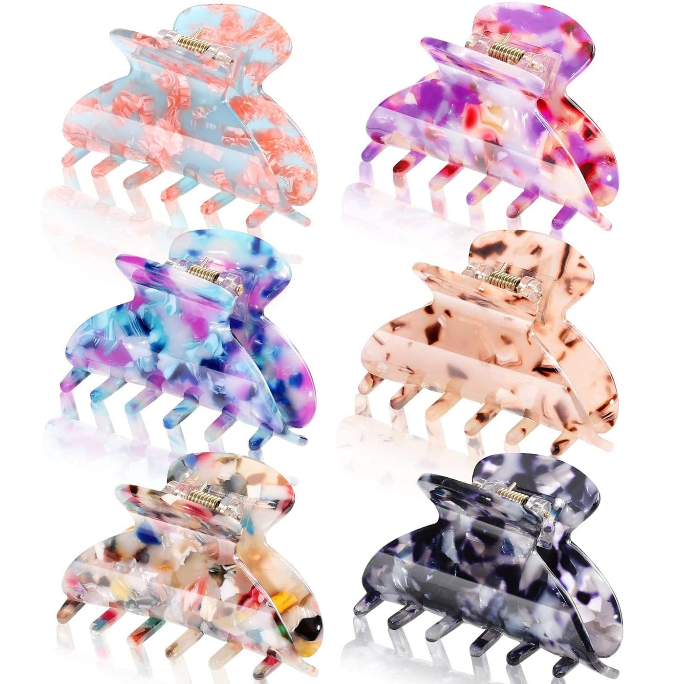 WILLBOND 6 Pieces Medium Hair Claw Clips for Thin Hair 26 Inch Tortoise Shell Clip Banana Jaw Hairpin French Style Barrettes Head Accessories for Women GirlsCute Patterns