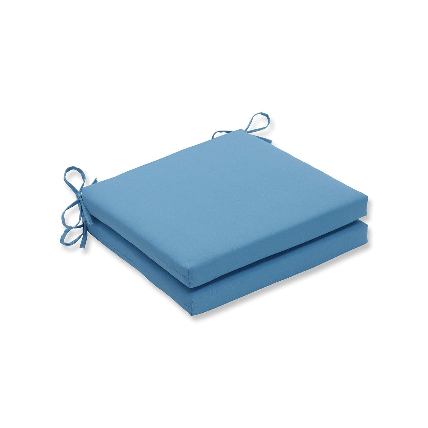 Pillow Perfect Monti Chino Solid IndoorOutdoor Patio Seat Cushions Plush Fiber Fill Weather and Fade Resistant Square Corner 20 x 20 Blue 2 Count