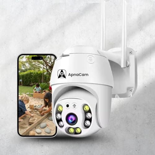 ApnaCam 3MP PTZ IP WiFi Outdoor IP66 Weatherproof Two-Way Audio Motion Detection Alarm SD Card Recording CCTV Surveillance Security Camera with 8 LEDs & IR’s Light, White