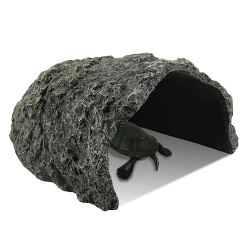 IBWell 9.1 Inch Reptile Hides Resin Tortoise Hideout for Hiding and Basking Aquarium Rock Caves for Snake Bearded Dragon Fish Lizard