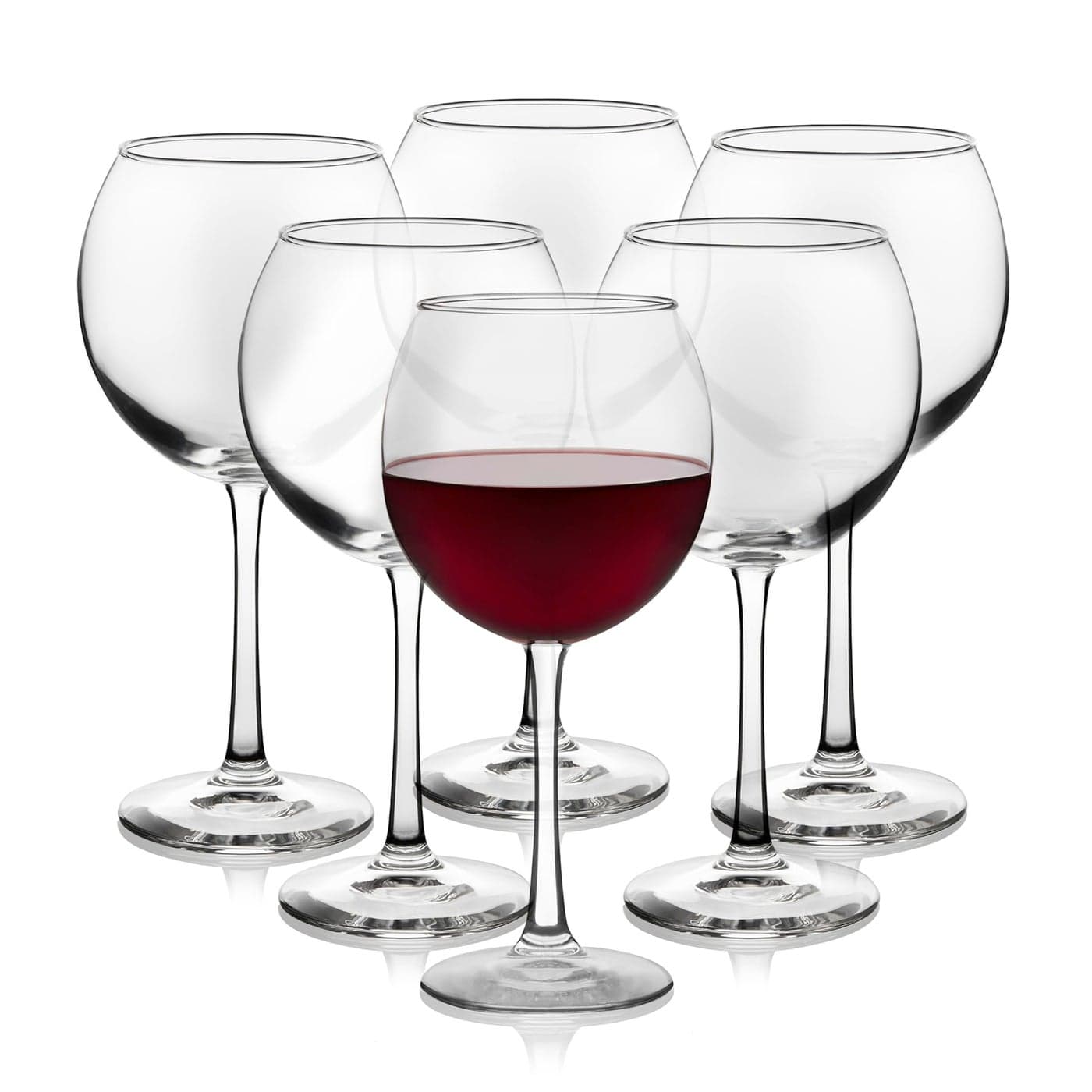 Libbey Vina Red Balloon Wine Glasses 1825 Oz Elegant Large Red Wine Glasses Set of 6 Long Stem Glass Wine Glasses for Weddings Birthdays and More