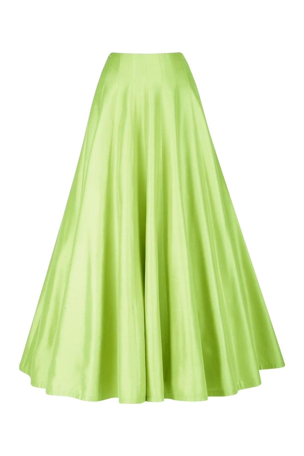 JANAK Silk Fabric Long ghera Kali Pattern Skirt (Pista Green)