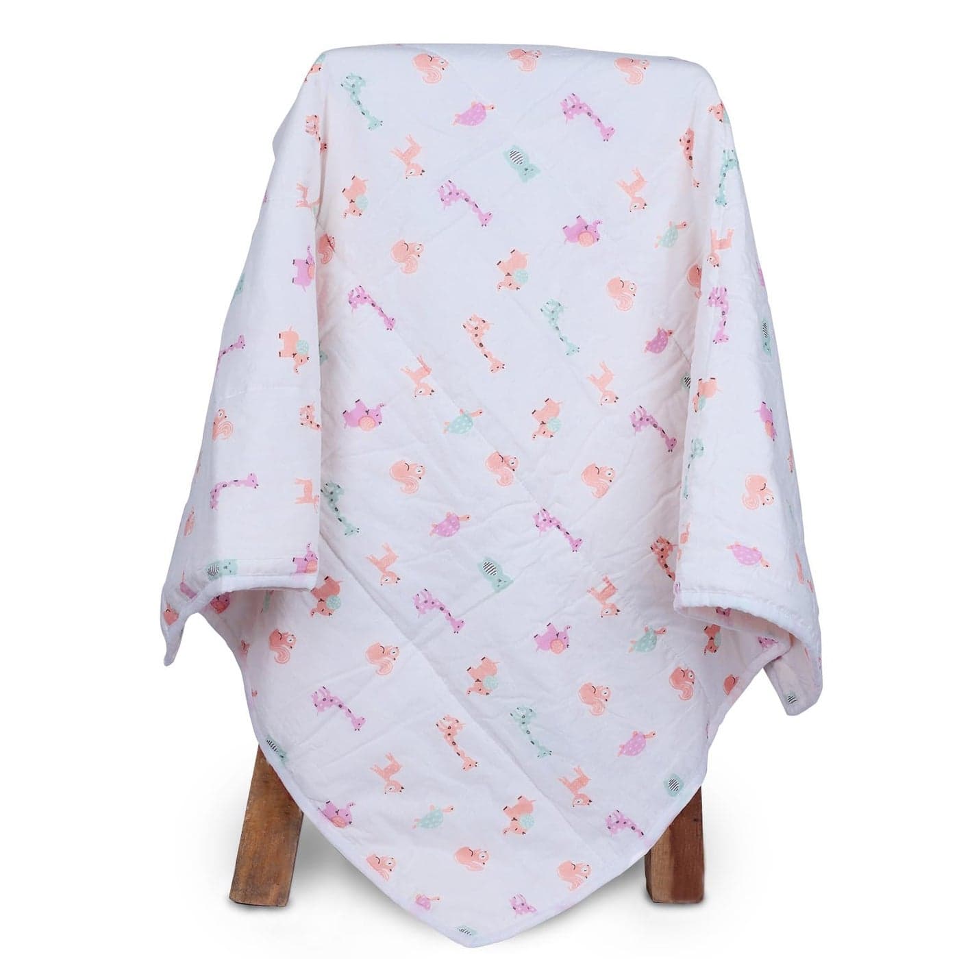 MOM'S HOME Organic Cotton Baby Muslin AC Quilt | Baby Blanket | Cute Jungle | 100x120 cm | 0-3 Year