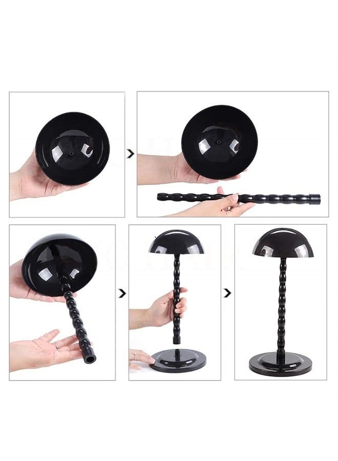 Wig Stand Plastic Hat Display Wig Head Holders Mannequin Head/Stand Portable Wig Stand Use Hat For Styling Drying Display Black Plastic Wig Stand (Black)