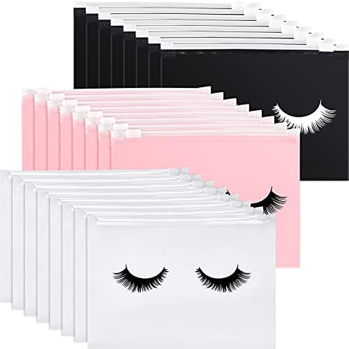 60 Pieces Eyelash Aftercare Bags Cosmetic Makeup Small Zipper Cases Travel Bags Lash Aftercare Accessories for Women Girls, 6 x 4 Inch