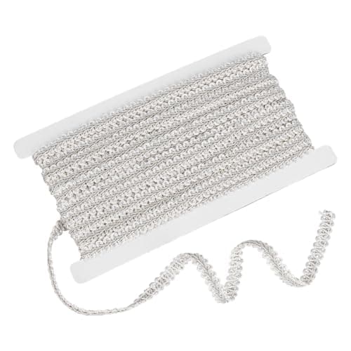 PH PandaHall 15 Yards Gimp Braid Trim 12 inch Polyester Woven Braid Trim Decorative Gimp Ribbon for Costume DIY Crafts Sewing Upholstery Curtain Slipcover Decoration Silver