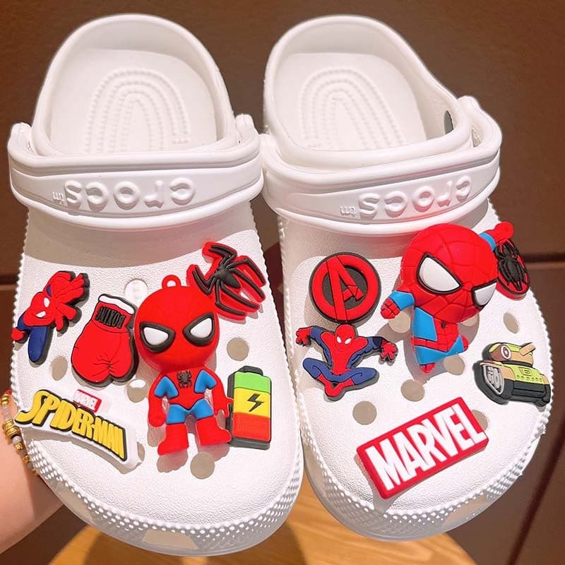 Diy Shoe Buckle Glitter Soft Glue Cute Spider-Man Funny Potato Garland Decorative Shoe Flower Led Detachable Adapted Hole Shoes