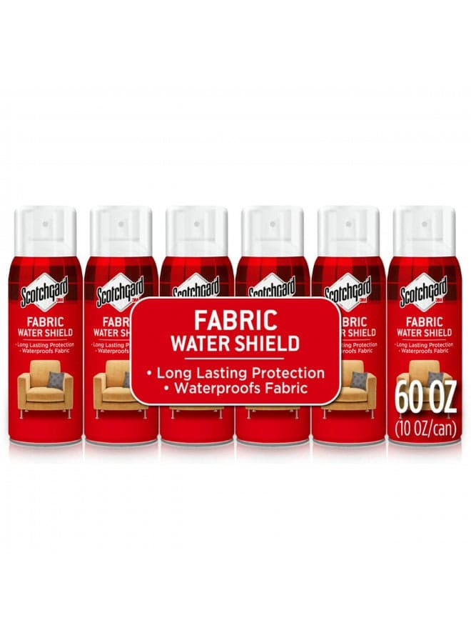 Scotchgard Fabric Water Shield, 60 Ounces (Six, 10 Ounce Cans), Repels Water, Ideal for Couches, Pillows, Furniture, Shoes and More, Long Lasting Protection