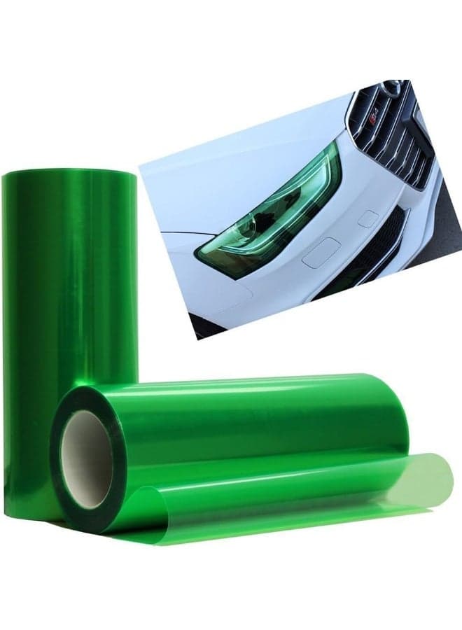F & B LED LIGHTS 12 by 48 Inches Self Adhesive Headlight, Tail , Fog Tint Vinyl Film (12 X 48, Green)