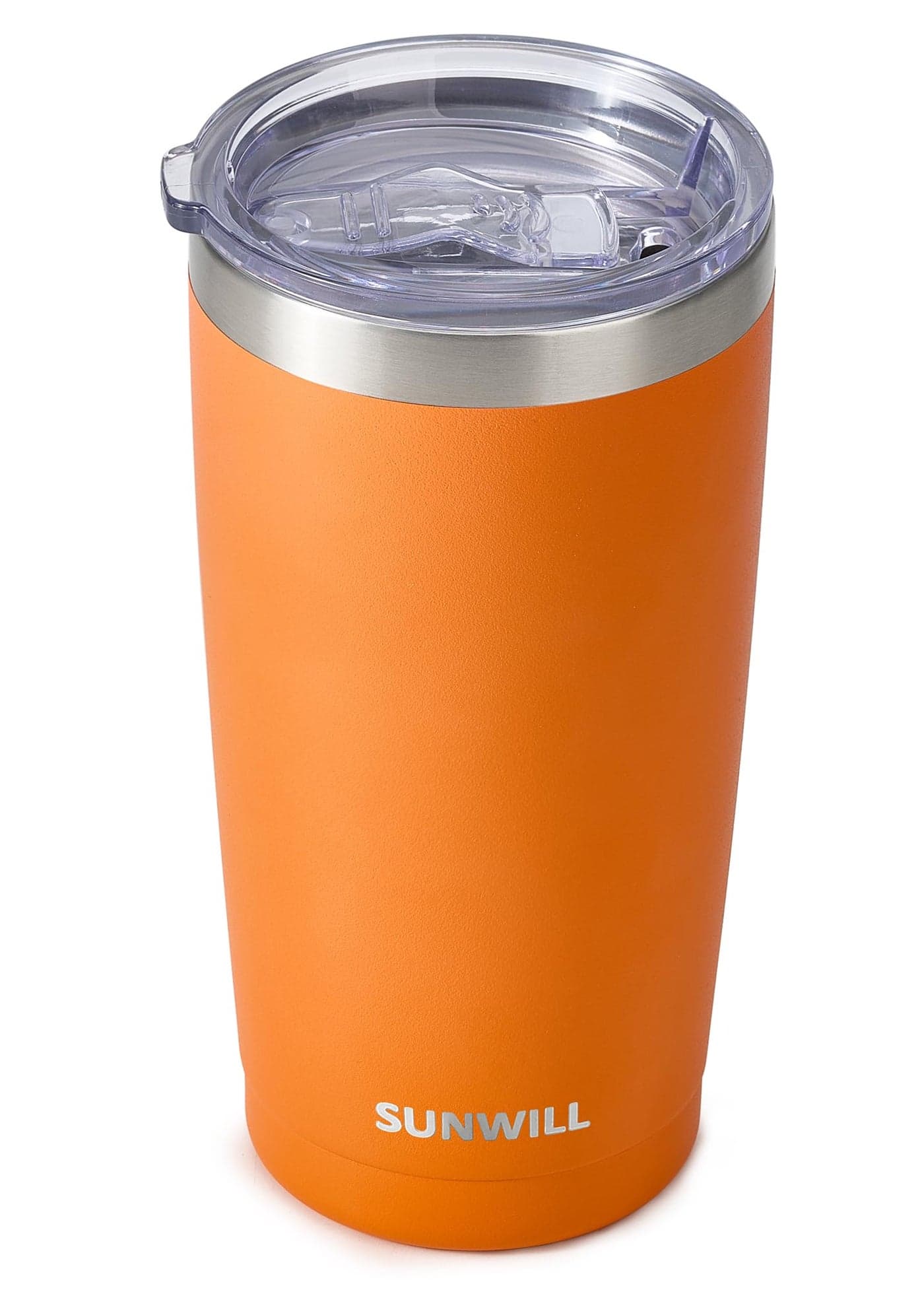 SUNWILL Travel Coffee Tumbler 20 oz Insulated Mug with Lid Stainless Steel Cup for Hot and Cold Drinks Powder Coated Orange