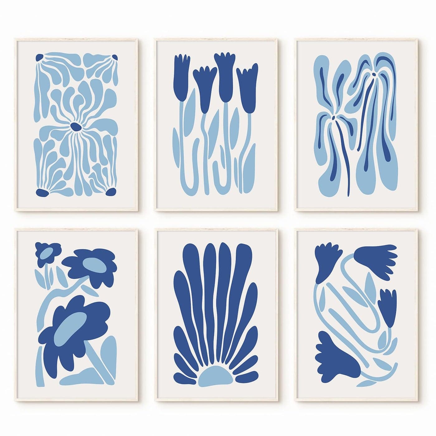 Youillne Matisse Flower Wall Art Prints Blue Abstract Wall Decor Aesthetic Canvas Wall Art Picasso Gallery Posters Matisse Preppy Pictures Flower Paintings for Bathroom 8x10 Inch Unframed Set of 6