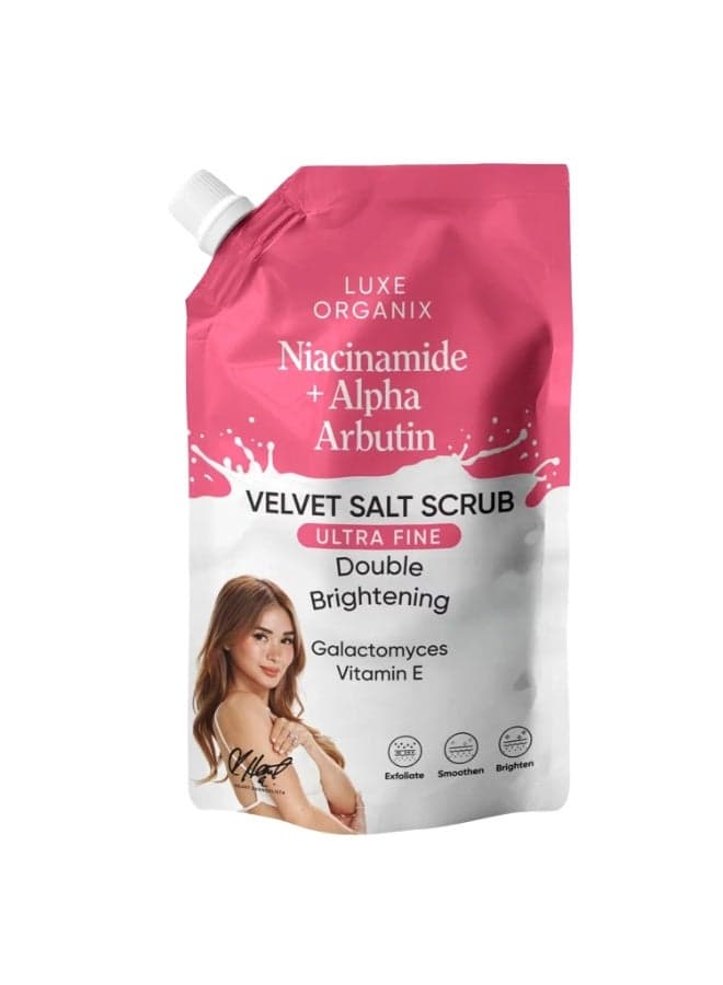 Luxe Organix Velvet Salt Scrub Ultra Fine Formula for Exfoliated, Smooth, and Glowing Skin Enjoy professional-quality body exfoliation at home with this premium velvet salt scrub. Its gentle yet effective formula helps refine skin texture, promote brightness, and deliver a refreshed, silky-soft feel