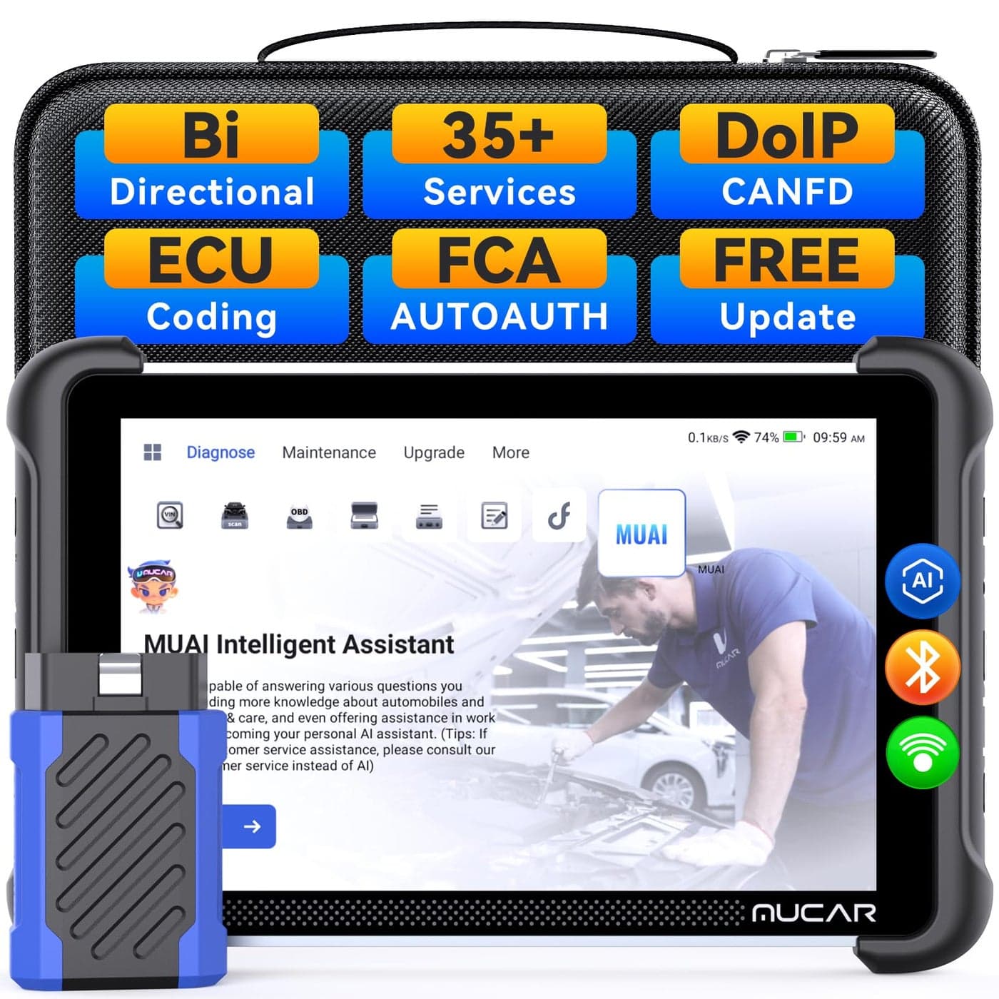 MUCAR 892BT AIAssisted Bidirectional Scan Tool Full System OBD2 Scanner BiDirectional OBD2 Scanner Diagnostic ToolECU Coding 35 Services FCA Autoauth CANFD and DOIP Free Lifetime Upgrade