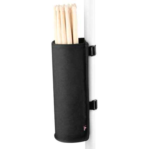 TXEsign Drumstick Holder Drum Sticks Holder Pouch for Drumsticks Brushes Mallets Up to 10 Pairs Two Straps Attach to Drum Kit Music Stand Large