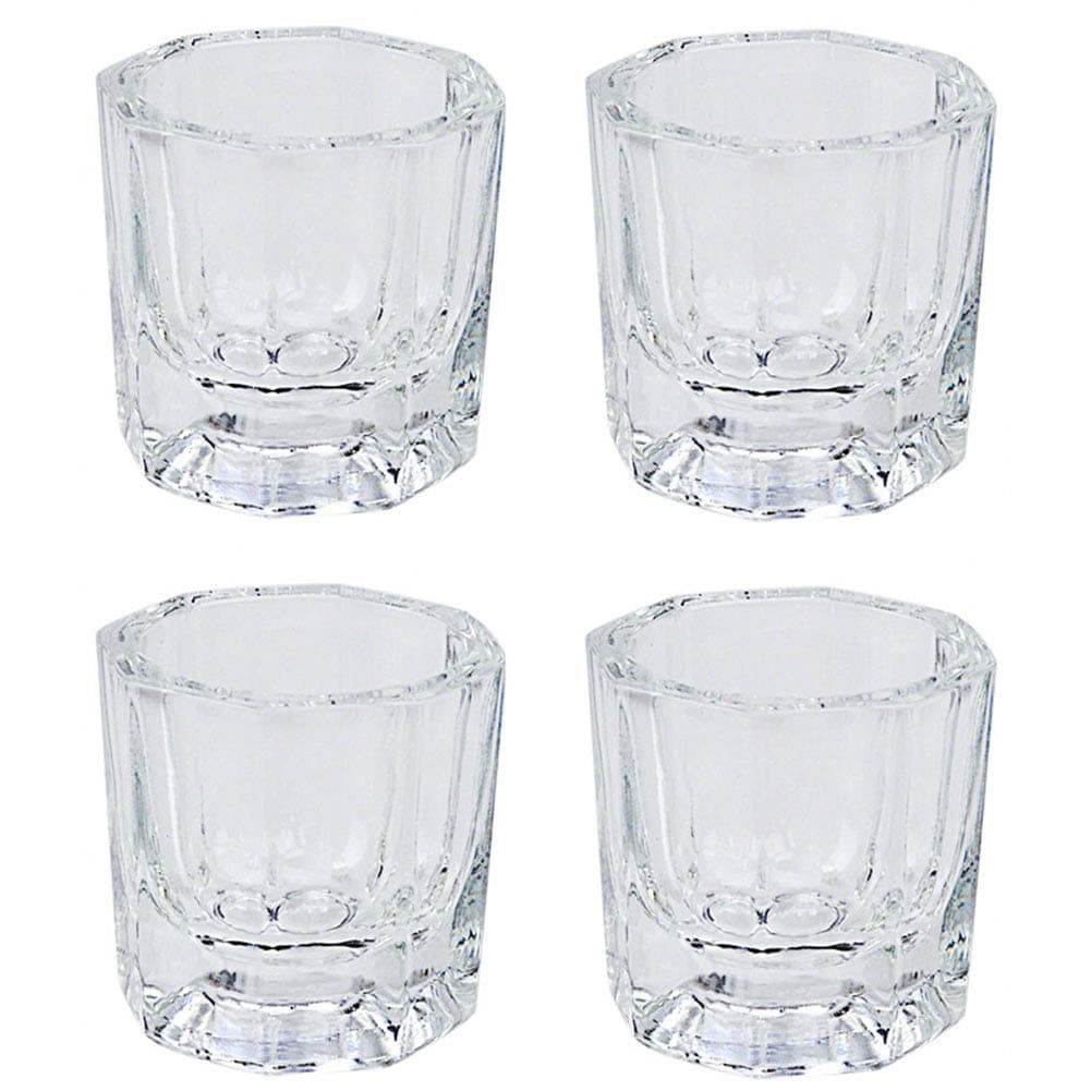 4 Pcs Mini Glass Crystal Cup Nail Art Acrylic Liquid Powder Dappen Dish Bowl Glassware Nail Art Tools